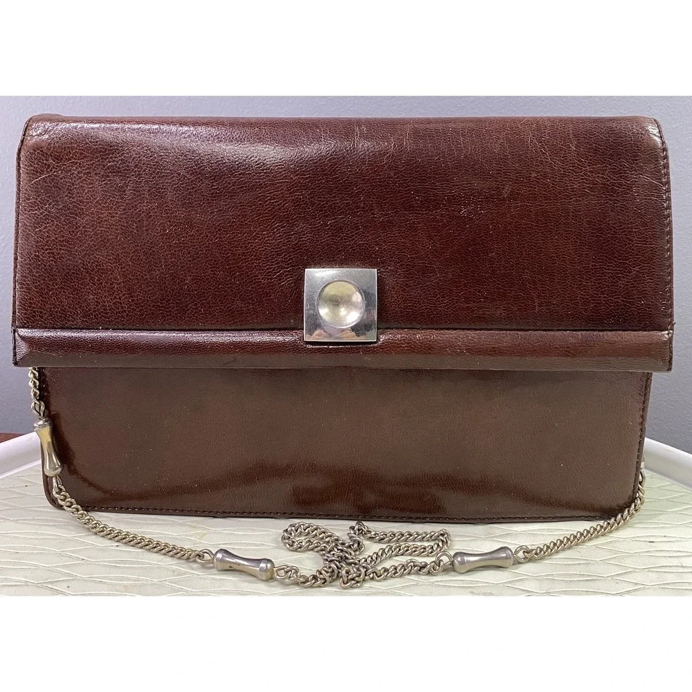 Vintage Unbranded Women's‎ Leather Brown Shoulder Or Clutch Purse 7x10.5x2.5